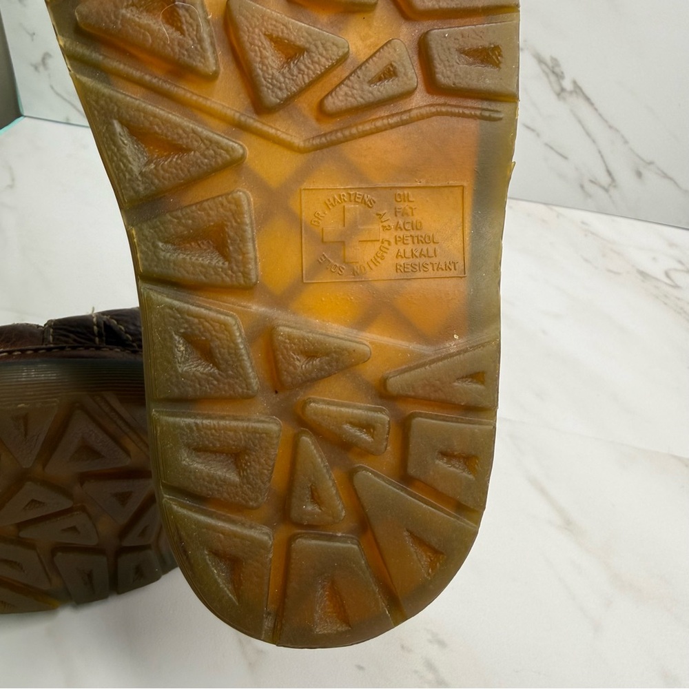 Vtg 1990's Dr. Martens D10715 Brown Leather Braided Chunky Platform Sandals - Picture 8 of 12